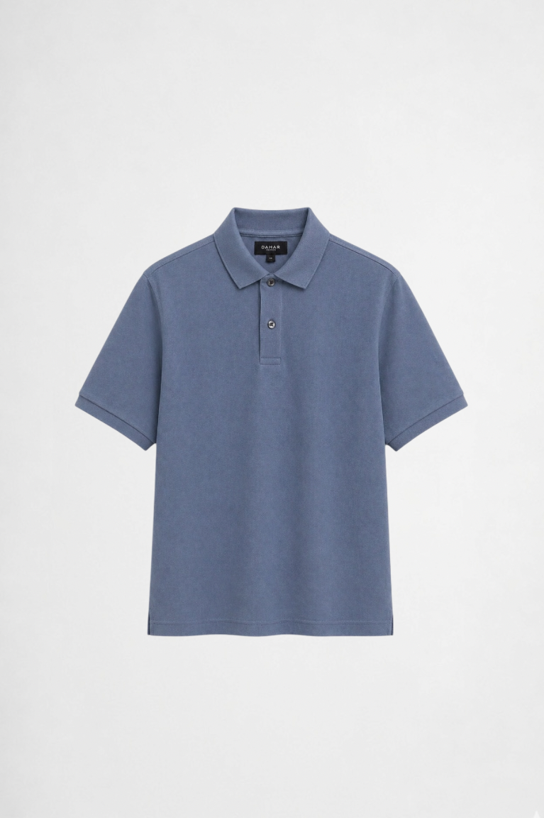 Soft blue piqué polo shirt by DAHAR