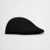 Black pinstripe ivy cap made from soft cotton blend.