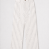 Men's striped linen blend straight-leg trousers with an adjustable drawstring waistband.