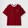 Contrast T-shirt with ribbed collar and sleeve trims.