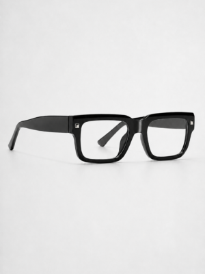 Black acetate blue light glasses with lightweight full-rim frame.