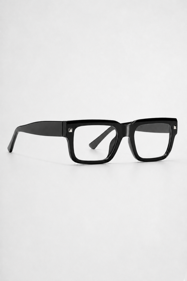Black acetate blue light glasses with lightweight full-rim frame.