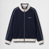 Navy heavyweight track jacket with full zip and stand collar.