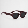 CAT-EYE FRAME SUNGLASSES Burgundy acetate sunglasses with UV400 protection and rounded frame.