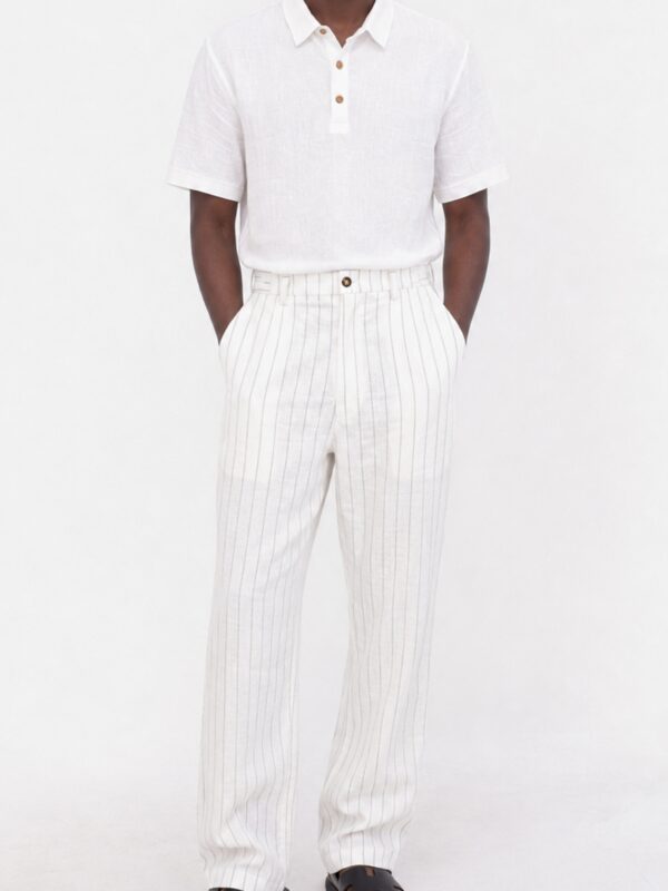 STRIPEND LINEN BLEND TROUSERS